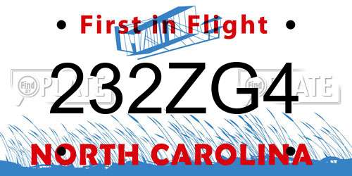 232ZG4 North Carolina License Plate