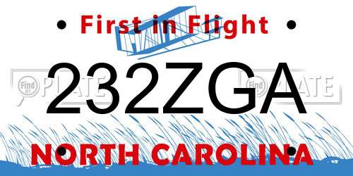 232ZGA North Carolina License Plate