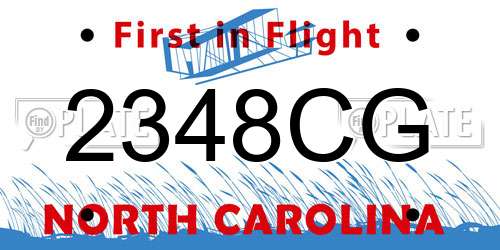 2348CG North Carolina License Plate