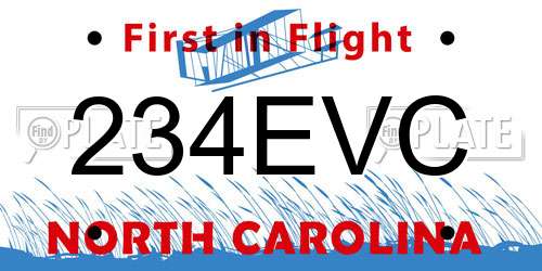 234EVC North Carolina License Plate