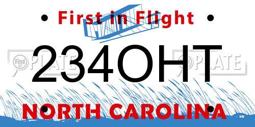 234OHT North Carolina License Plate