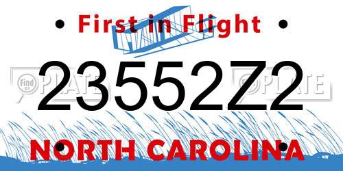 23552Z2 North Carolina License Plate