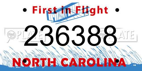 236388 North Carolina License Plate