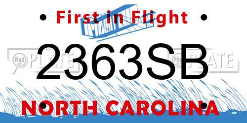 2363SB North Carolina License Plate