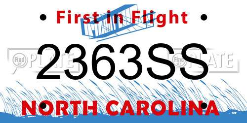 2363SS North Carolina License Plate