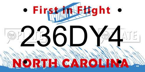 236DY4 North Carolina License Plate