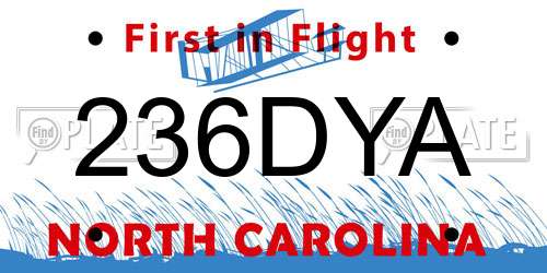 236DYA North Carolina License Plate