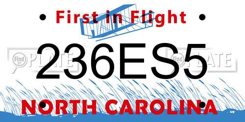 236ES5 North Carolina License Plate