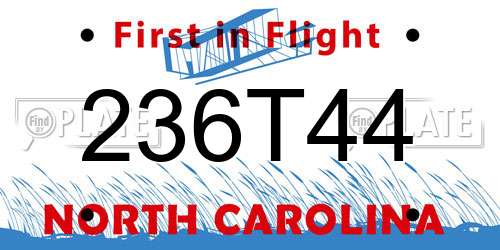 236T44 North Carolina License Plate