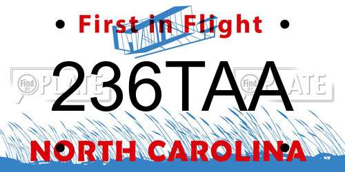 236TAA North Carolina License Plate