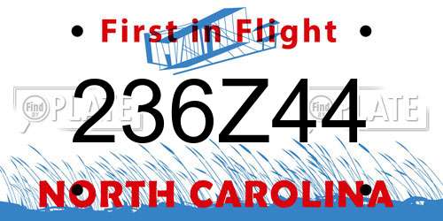 236Z44 North Carolina License Plate