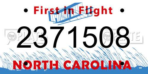 2371508 North Carolina License Plate