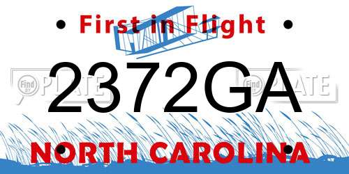 2372GA North Carolina License Plate