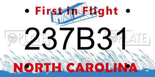 237B31 North Carolina License Plate