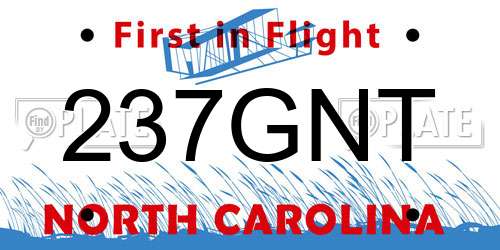 237GNT North Carolina License Plate