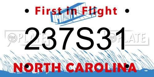 237S31 North Carolina License Plate