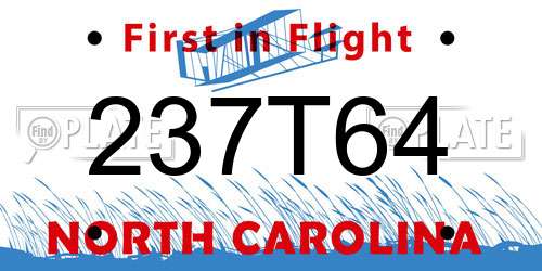 237T64 North Carolina License Plate