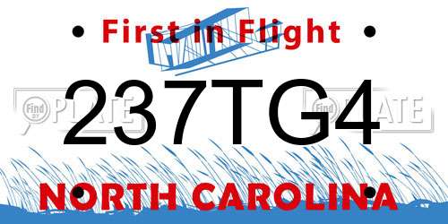 237TG4 North Carolina License Plate
