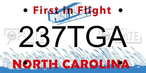 237TGA North Carolina License Plate