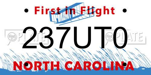 237UT0 North Carolina License Plate