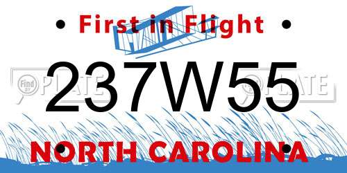 237W55 North Carolina License Plate