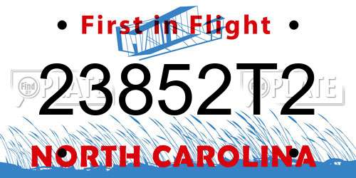 23852T2 North Carolina License Plate