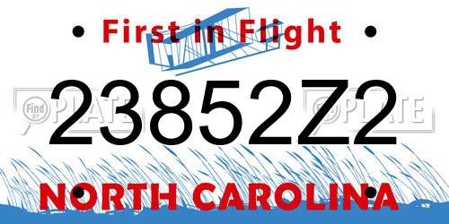 23852Z2 North Carolina License Plate