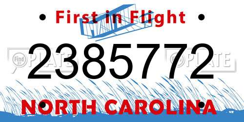 2385772 North Carolina License Plate