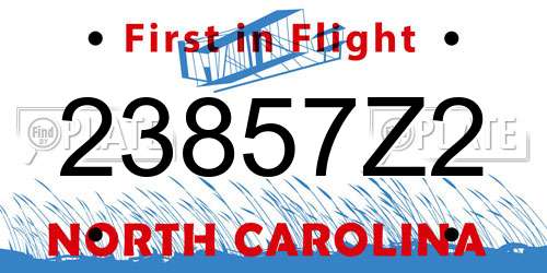 23857Z2 North Carolina License Plate