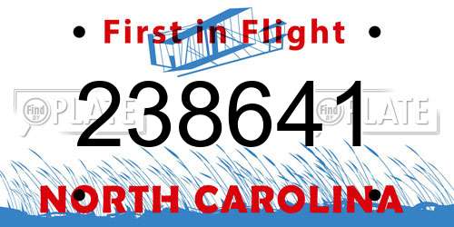 238641 North Carolina License Plate