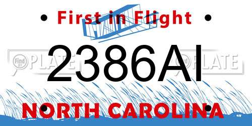 2386AI North Carolina License Plate
