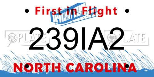 239IA2 North Carolina License Plate