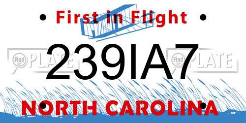 239IA7 North Carolina License Plate