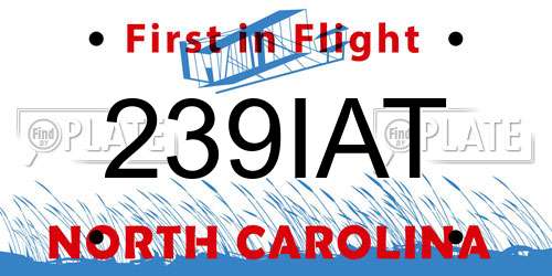239IAT North Carolina License Plate