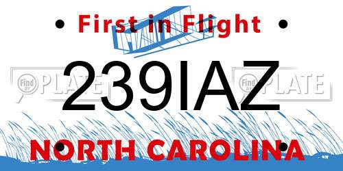 239IAZ North Carolina License Plate