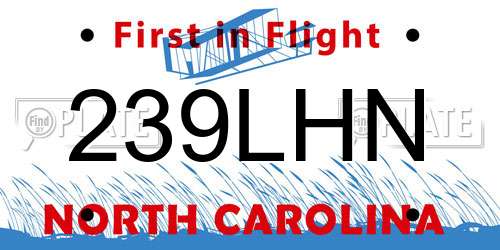 239LHN North Carolina License Plate
