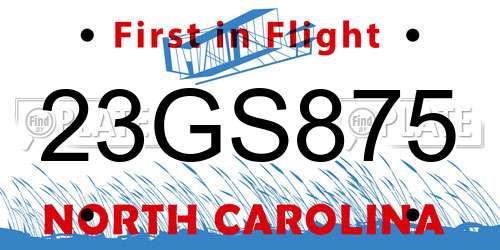 23GS875 North Carolina License Plate
