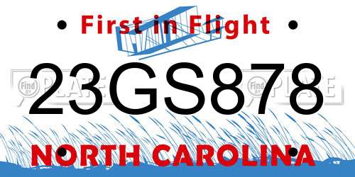 23GS878 North Carolina License Plate