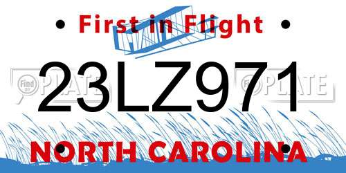 23LZ971 North Carolina License Plate