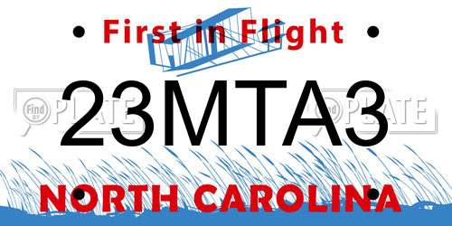 23MTA3 North Carolina License Plate