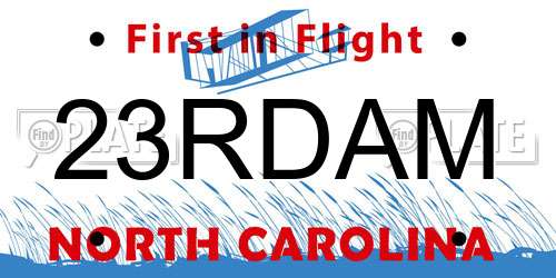 23RDAM North Carolina License Plate