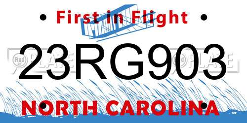 23RG903 North Carolina License Plate