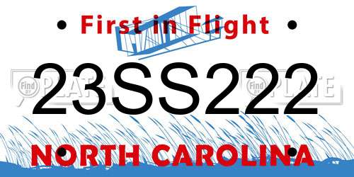 23SS222 North Carolina License Plate