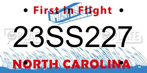 23SS227 North Carolina License Plate
