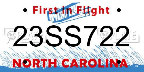 23SS722 North Carolina License Plate