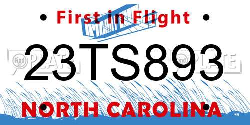 23TS893 North Carolina License Plate