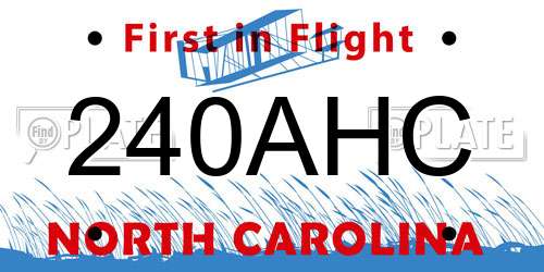 240AHC North Carolina License Plate