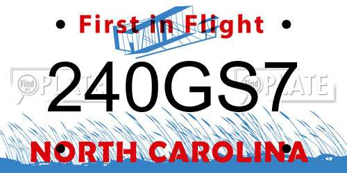 240GS7 North Carolina License Plate