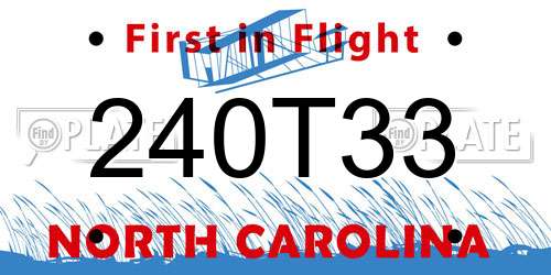 240T33 North Carolina License Plate