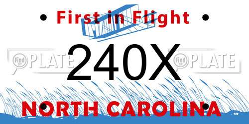 240X North Carolina License Plate
